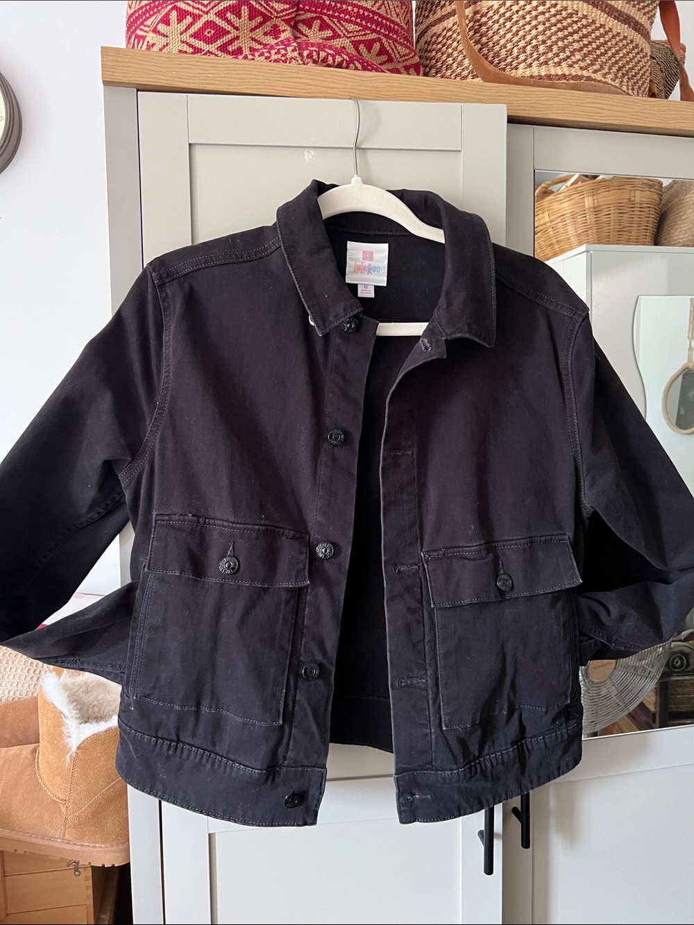 LuLaRoe Black Utility Jacket with Front Flap Pockets